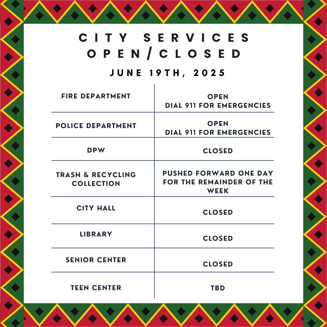 Please take note of our adjusted hours during Juneteenth: