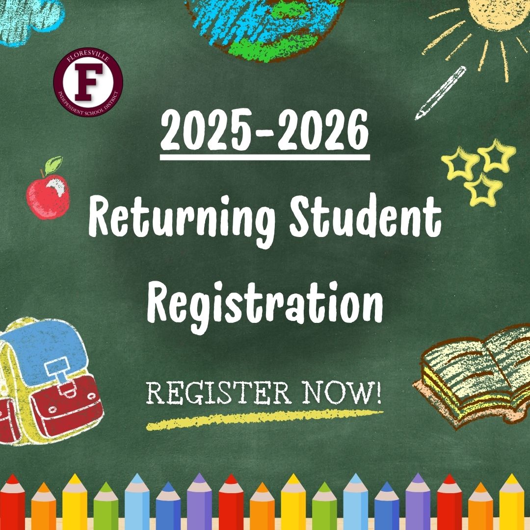 📝Returning Student Registration is NOW OPEN!📝
All returning students must be registered for the 2025-2026 school year. Students must be registered by August 4 to receive transportation services on the first day of school. REGISTER TODAY: skyward.iscorp.com/FloresvilleTXS…