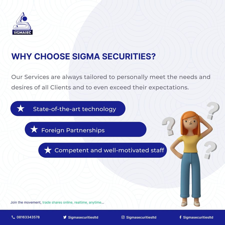 sigmasecurities's tweet photo. #MondayMotivation
Choosing the right financial partner is key. Why Sigma Securities?
๐ป Advanced tech
๐ Global partnerships
๐ฅ Expert, dedicated team
Discover the Sigma edge.
๐ Visit our website now to Started!
#SigmaSecurities #InvestSmart #STrader #NaijaInvestors https://t.co/02aQrMLPS0
