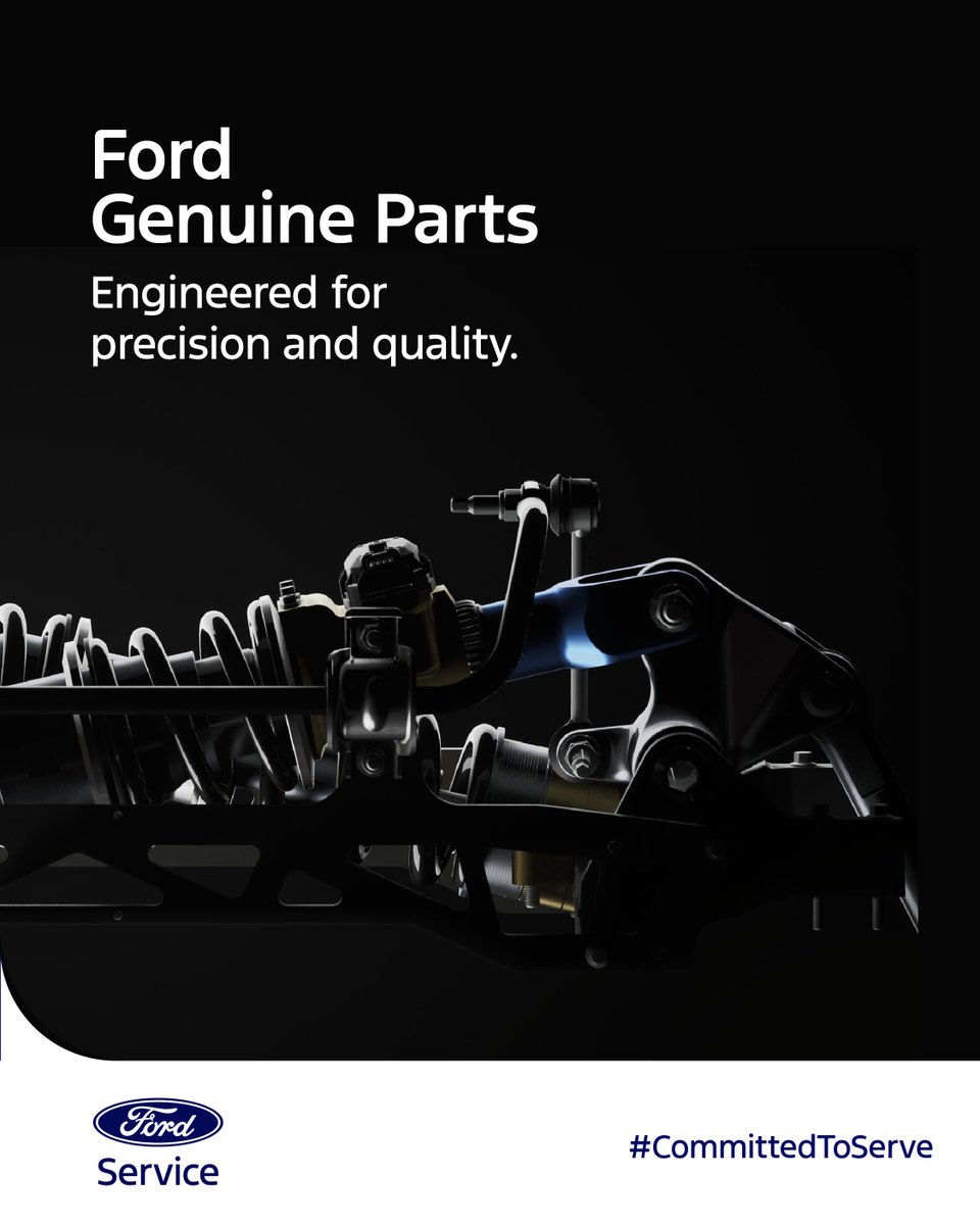 Your safety matters most. Choose Ford Genuine Parts, built with precision and unmatched quality. Available at Ford Authorized Distributors across India. 
 #CommittedToServe #GenuineParts