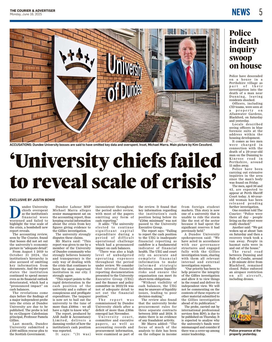 This report begins to lay bare a fuller story of the crisis at University of Dundee.
Out of control expenditure and the true position withheld from governors.
Honesty and transparency are the only way forward.
