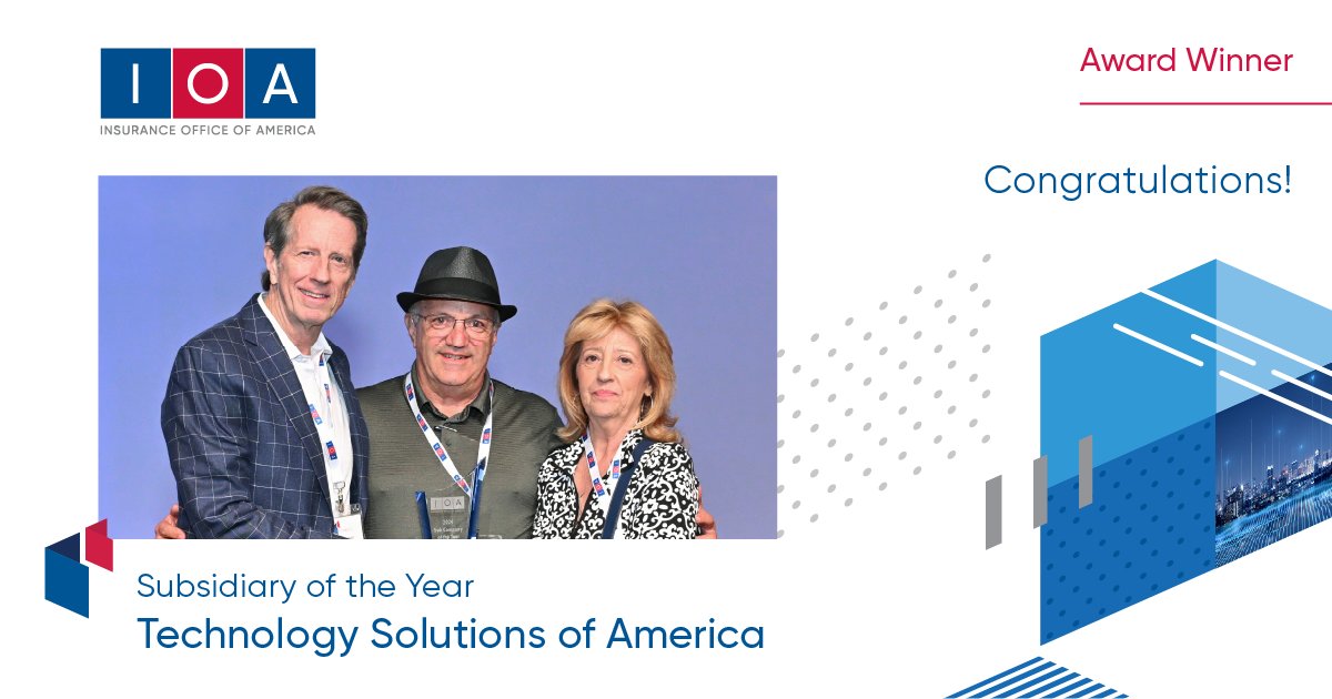 For the second consecutive year, our colleagues at Technology Solutions of America have been named our Subsidiary of the Year! A marvelous achievement for a standout group. Great job, TSOA! #IOAUSA