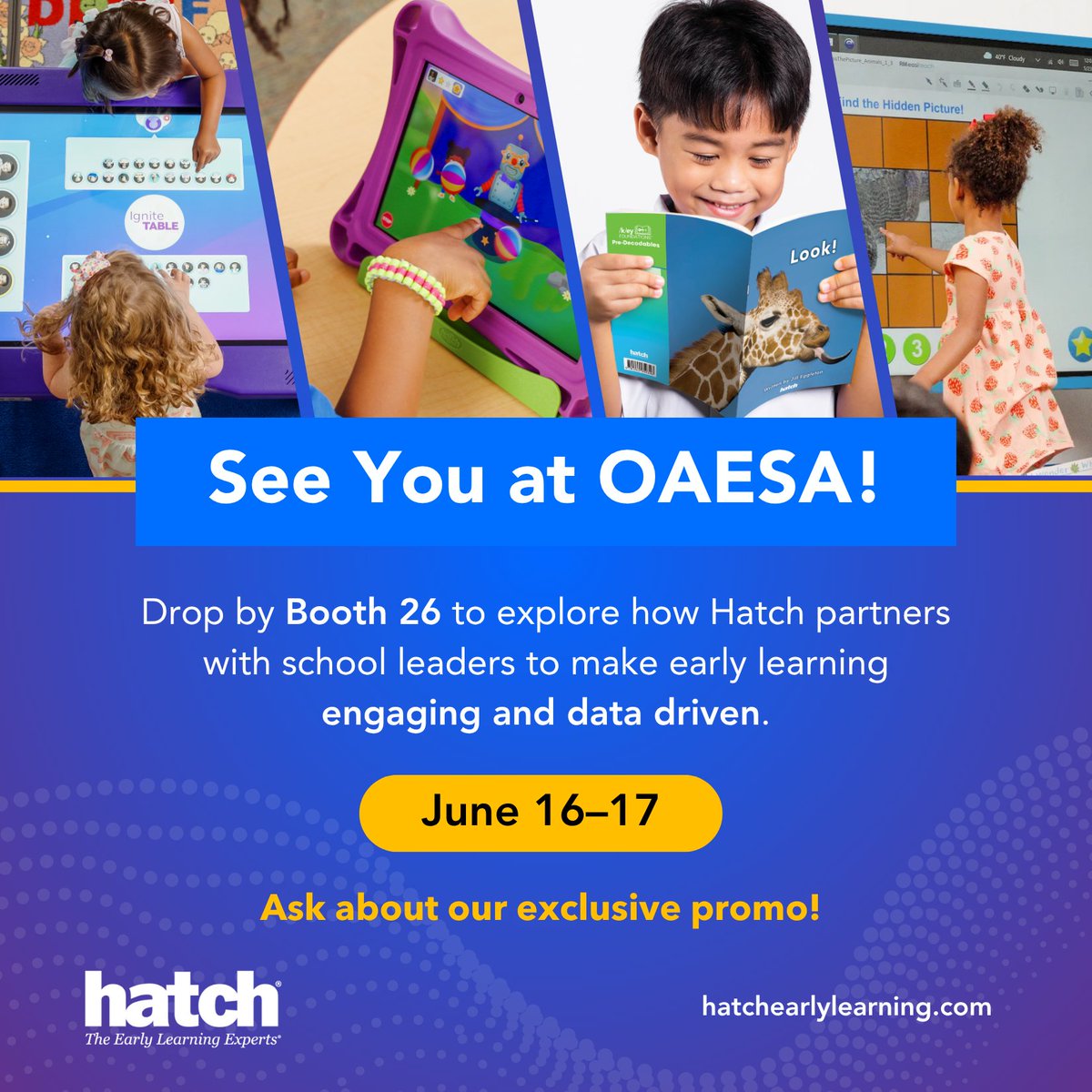 🎉 Exciting news! OAESA kicks off today, and we're thrilled to be a Diamond Sponsor! Swing by Booth #26 to meet our team and discover our exclusive promo. Don't miss out! 🌟#OAESA2025 #EarlyLearning #EdTech #HatchEarlyLearning