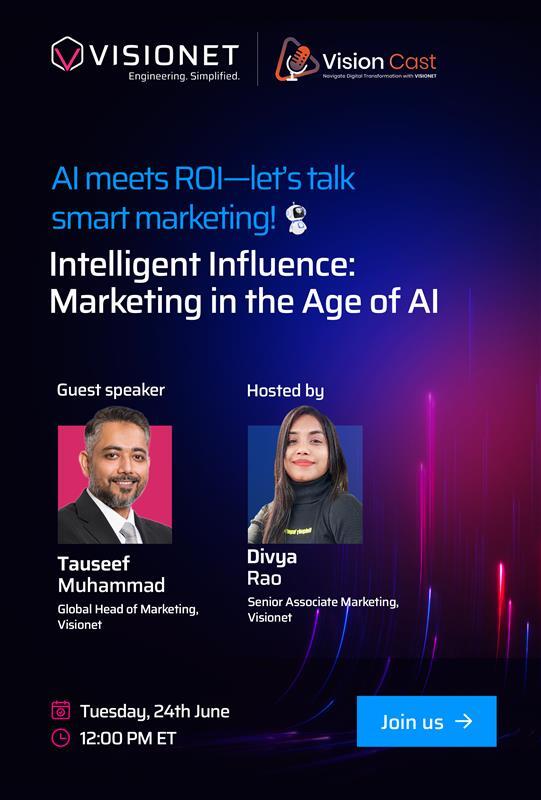 What happens when AI meets marketing? Magic

We’re talking smarter strategies, sharper insights, and real ROI. Tune in as Divya Rao chats with Tauseef Muhammad about how AI is changing the way brands influence and connect.

Stay tuned❗

#AI #Marketing #Podcast #Visionet