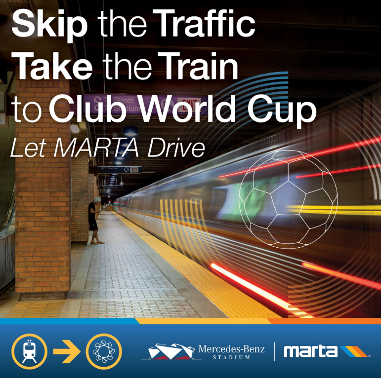 HEADS UP, FIFA FANS!
We're running additional train service for the 2025 #FIFACWC game between ChelseaFC &amp; Club Leon today, Mon. June 16th. Park at a rail station &amp; ride to Mercedes-Benz/GWCC Station for easy access to Mercedes-Benz Stadium.
#ChelseaFC #ClubLeon #LetMARTADrive