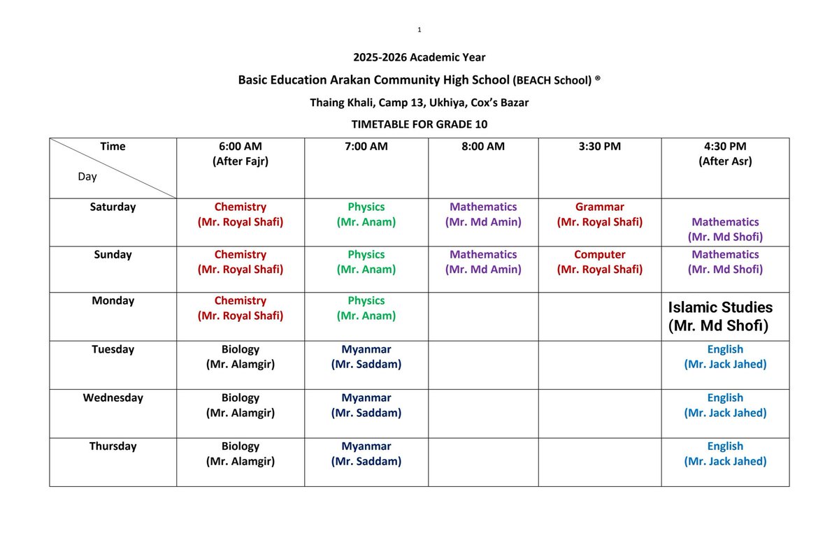 MrRoyalShafi's tweet photo. The UPDATED TIMETABLE OF GRADE 10 FOR 2025-2026 ACADEMIC YEAR.

     RESPECTFUL MR. JACK ZAHID, YOU'RE CORDIALLY WELCOMED TO UNLOCKING THE HIDDEN POTENTIALS OF THE LEARNERS. https://t.co/Dz95xA27xD