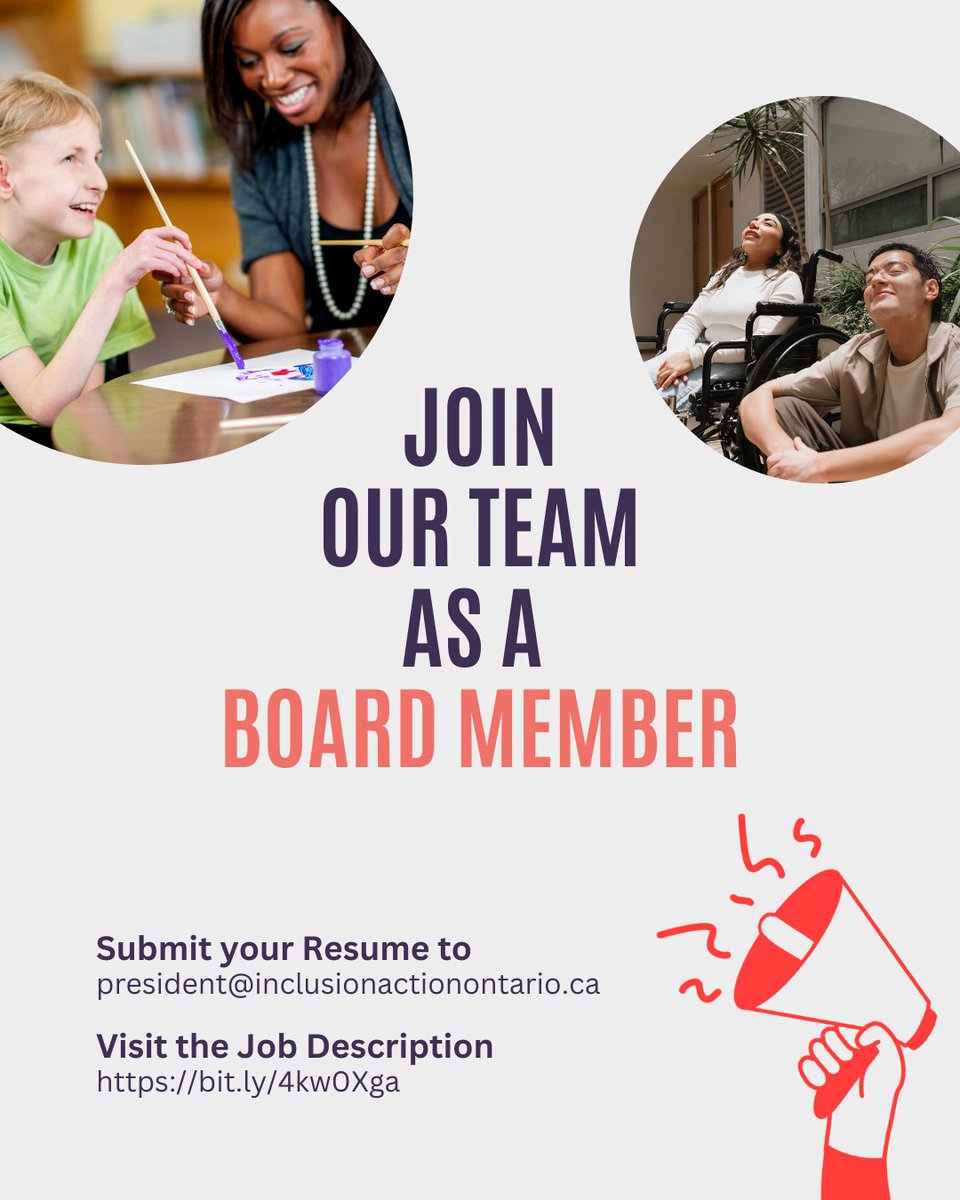 Inclusion Action in Ontario (@inclusion_ont) on Twitter photo Join our team!
If you are community-minded, with direct experience with disability and a general understanding of the ‘Special Education’ environment, we’re looking for you!
Submit your application to president@inclusionactionontario.ca.
Job listing: bit.ly/4kw0Xga Join our team!
If you are community-minded, with direct experience with disability and a general understanding of the ‘Special Education’ environment, we’re looking for you!
Submit your application to president@inclusionactionontario.ca.
Job listing: bit.ly/4kw0Xga