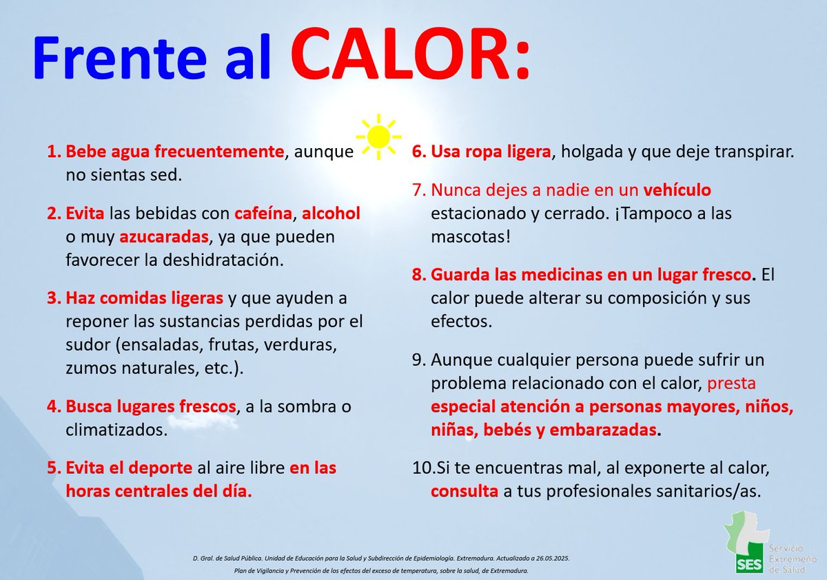 CALOR – ALERTA - EXTREMADURA
 
👉El 112 Extremadura activará este martes 17.06.2025 la alerta naranja por altas temperaturas en las Vegas del Guadiana
👉Más información en Junta de Extremadura en: juntaex.es/w/alerta-calor
👉Avisos meteorológicos AEMET en: aemet.es/es/eltiempo/pr…