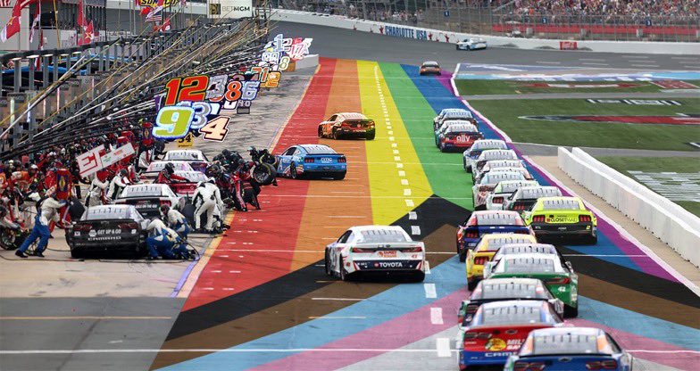 DailyDownfords's tweet image. NASCAR is set to celebrate Pride Month by painting pit road in the colors of the Pride flag for the upcoming race at EchoPark Speedway this June.
(Via: @EchoParkSpdwy)