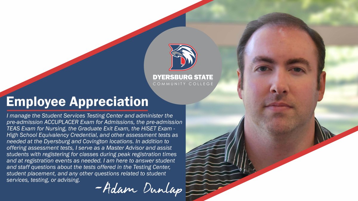 🌟 Employee Appreciation Post! 🌟 
DSCC appreciates its employees for their unwavering dedication and commitment. Thank you for being the driving force behind our progress at Dyersburg State!
🙌💪 #EmployeeAppreciation #Teamwork #GoEagles 🦅