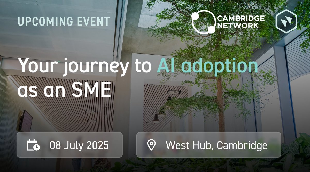 We're delighted to announce our upcoming event, in collaboration with <a href="/CambNetwork/">Cambridge Network</a>: 'Your journey to AI adoption as an SME'!

🗓️ Tuesday 8 July 2025, 08:30 – 10:30
📍 West Hub, Cambridge CB3 0US

🔗 cambridgenetwork.co.uk/events/your-jo…

#CambridgeKinetics #Kinabase