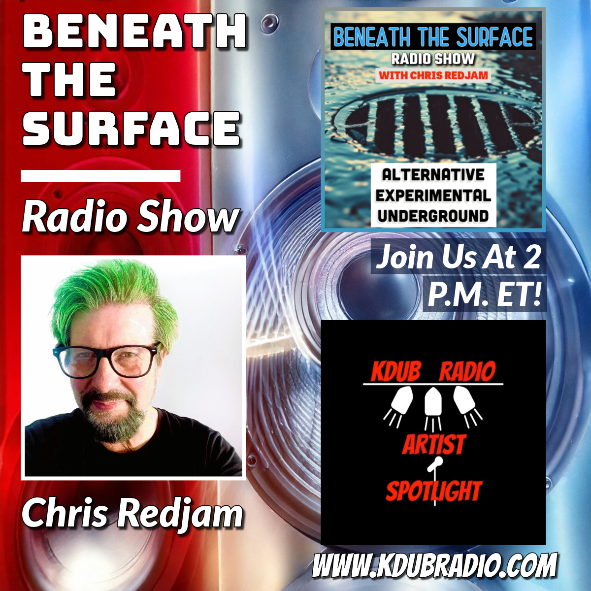 Join us at 2 p.m. ET for the Beneath the Surface Radio Show with your host, Chris Redjam. You can catch it on KDUB Radio's Artist Spotlight, the extension of KDUB Radio.

kdubradio.com/artist-spotlig…

<a href="/chrisredjam/">Chris Redjam</a> <a href="/BDub1199/">B-Dub</a>