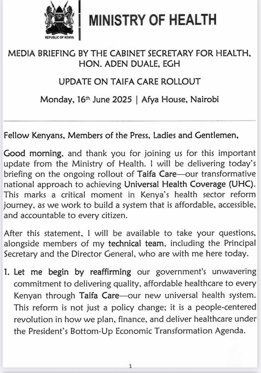 UHC Medics Ke (@uhcmedicske) on Twitter photo Update statement
From <a href="/HonAdenDuale/">Hon. Aden Duale, EGH</a>
On SHA and UHC Human Resource for Health.
<a href="/MOH_Kenya/">Ministry of Health</a> through our CS <a href="/HonAdenDuale/">Hon. Aden Duale, EGH</a> confirms that UHC staff have been allocated the needed Kshs 6.2B for confirmation of UHC Staff to PNP.
We are looking forward therefore to PNP TERMS. Update statement
From <a href="/HonAdenDuale/">Hon. Aden Duale, EGH</a>
On SHA and UHC Human Resource for Health.
<a href="/MOH_Kenya/">Ministry of Health</a> through our CS <a href="/HonAdenDuale/">Hon. Aden Duale, EGH</a> confirms that UHC staff have been allocated the needed Kshs 6.2B for confirmation of UHC Staff to PNP.
We are looking forward therefore to PNP TERMS.