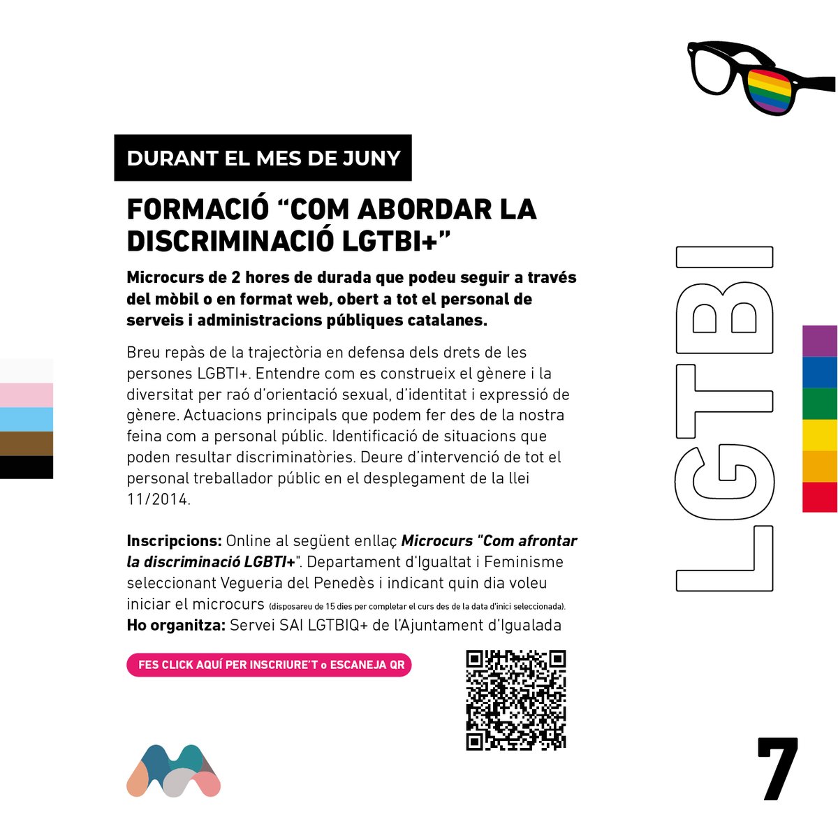 🏳️‍🌈 Exposició "Reapropiant-nos de les nostres vides" i Poti-poti de manualitats fins al 27/06!

🧑‍🏫 I tot el juny, formació "Com abordar la discriminació LGTBI+". Cal inscripció prèvia a🔗 ja.cat/odiMB

#agenda28J #ConcaÒdena #LGTBI