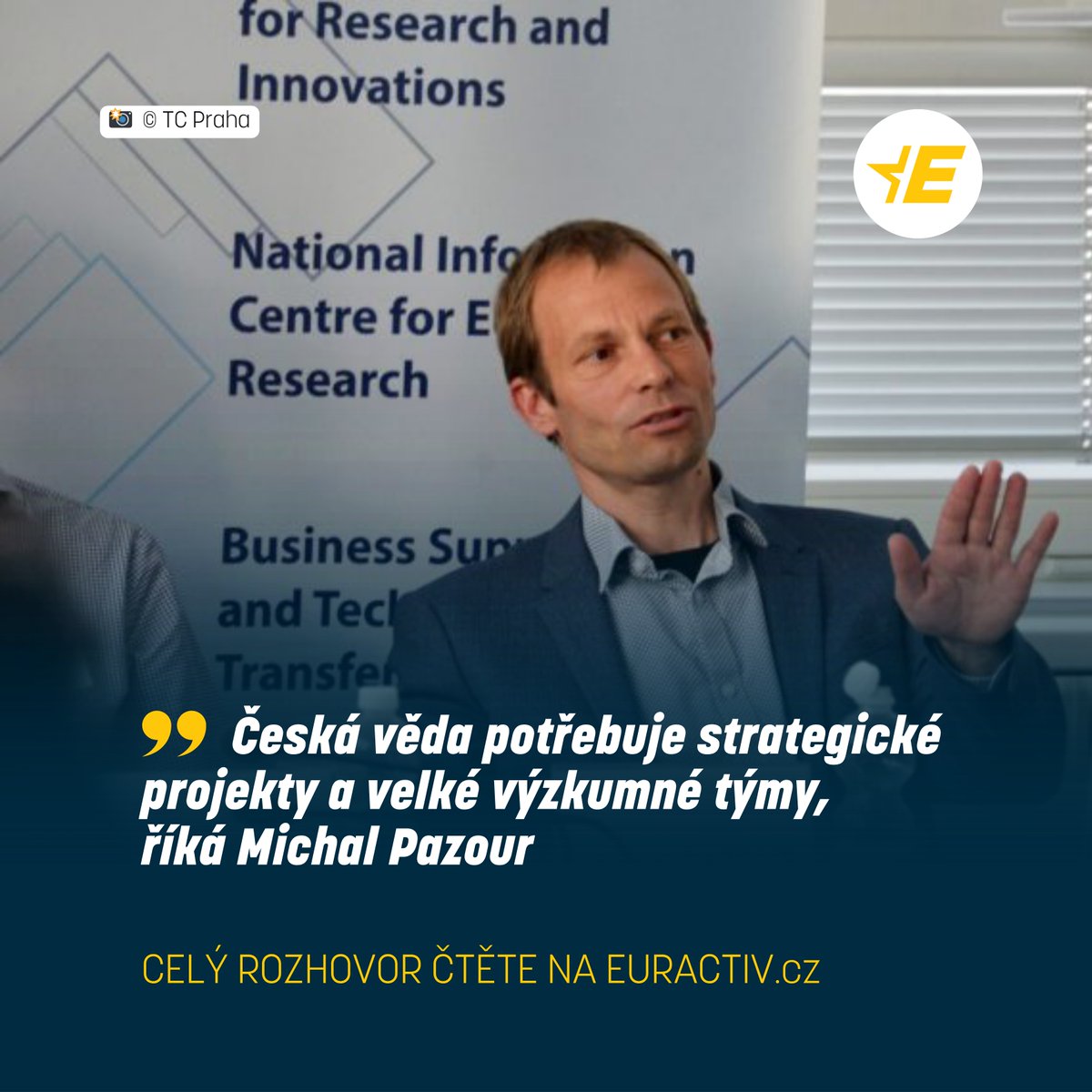 EURACTIV.cz (@euractiv_cz) on Twitter photo V #EU rostou výdaje na obranu, sociální systém nebo zdravotnictví, vědci a inovátoři tak musí využívat veřejné prostředky efektivněji. Klíčem je méně priorit a častější spolupráce, říká Michal Pazour z <a href="/TC_Praha/">Technologické centrum Praha</a>.
Přečtěte si celý rozhovor: tinyurl.com/yr35wjws V #EU rostou výdaje na obranu, sociální systém nebo zdravotnictví, vědci a inovátoři tak musí využívat veřejné prostředky efektivněji. Klíčem je méně priorit a častější spolupráce, říká Michal Pazour z <a href="/TC_Praha/">Technologické centrum Praha</a>.
Přečtěte si celý rozhovor: tinyurl.com/yr35wjws