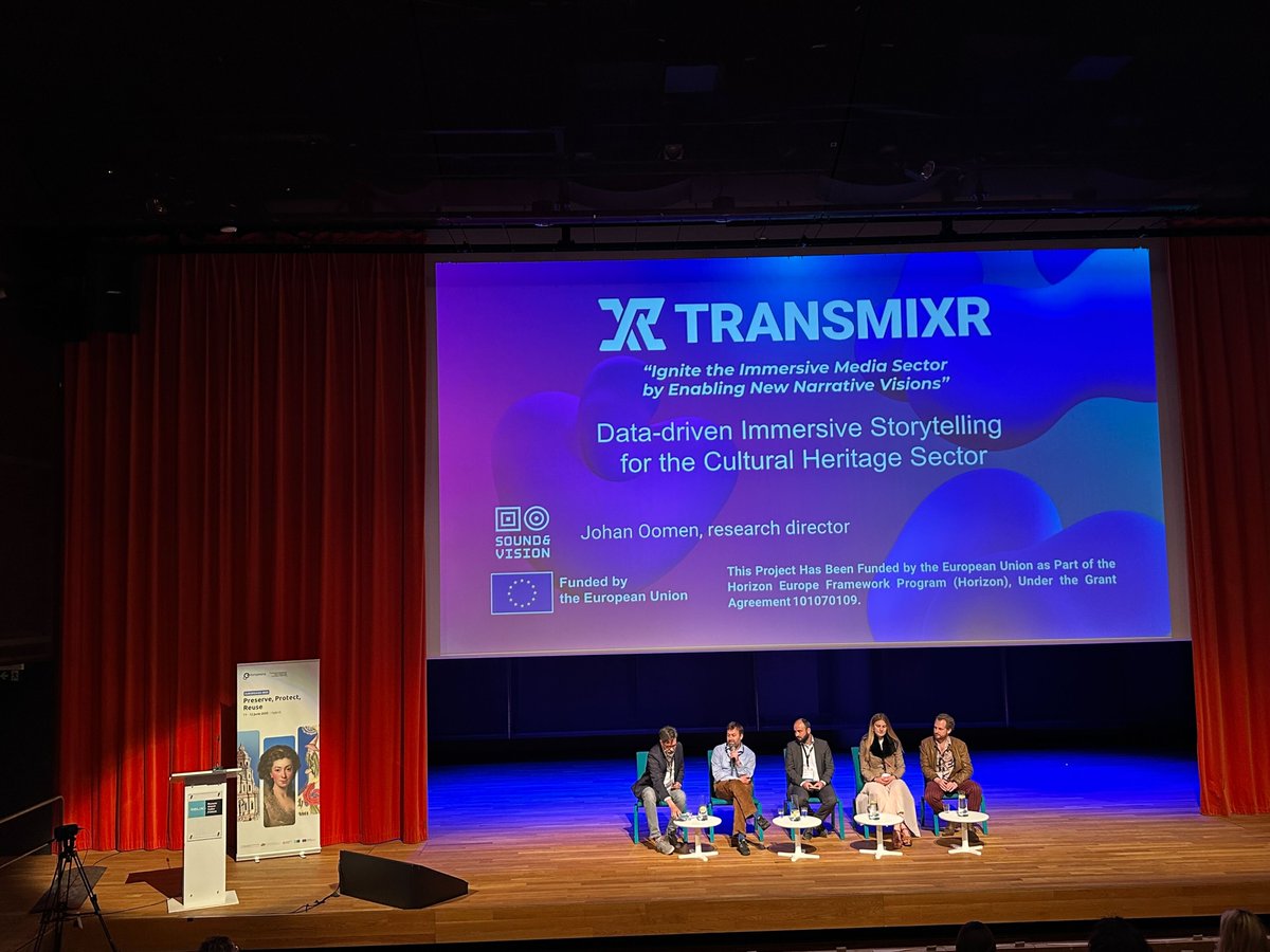 Last week the #TRANSMIXR cultural heritage use case presented a demo of the #VR game The Space Archivists at the <a href="/Europeanaeu/">Europeana</a> Conference in Warsaw.🇵🇱

A big thank you to our partner 👏 Johan Oomen from Nederlands Instituut voor Beeld en Geluid for representing us!