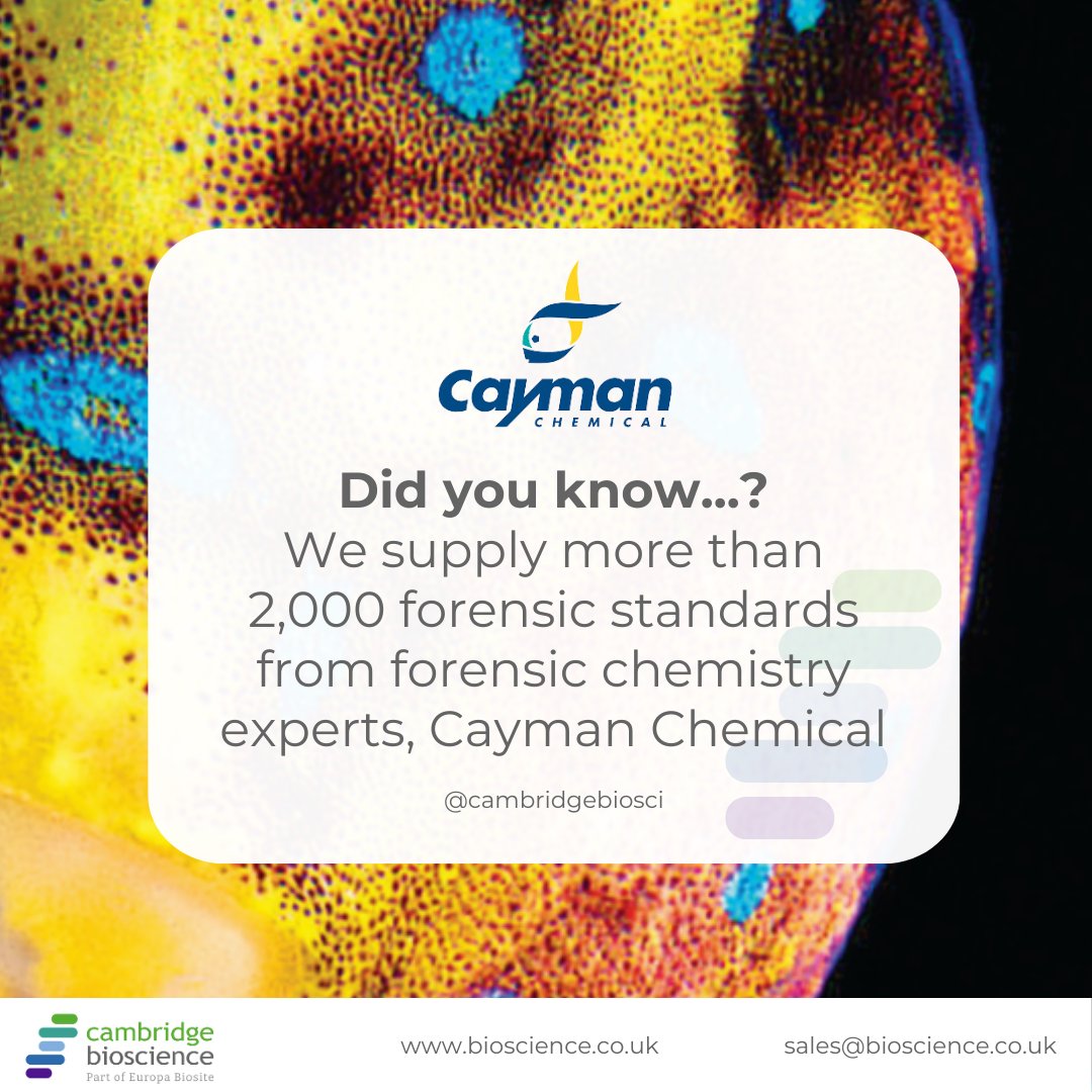 Cambridge Bioscience (@cambridgebiosci) on Twitter photo Did you know....?
We supply over 2,000 forensic standards from forensic experts, <a href="/CaymanChemical/">Cayman Chemical</a>.
Click the link to explore the standards 👉
f.mtr.cool/prjlqsttci
#Forensics Did you know....?
We supply over 2,000 forensic standards from forensic experts, <a href="/CaymanChemical/">Cayman Chemical</a>.
Click the link to explore the standards 👉
f.mtr.cool/prjlqsttci
#Forensics