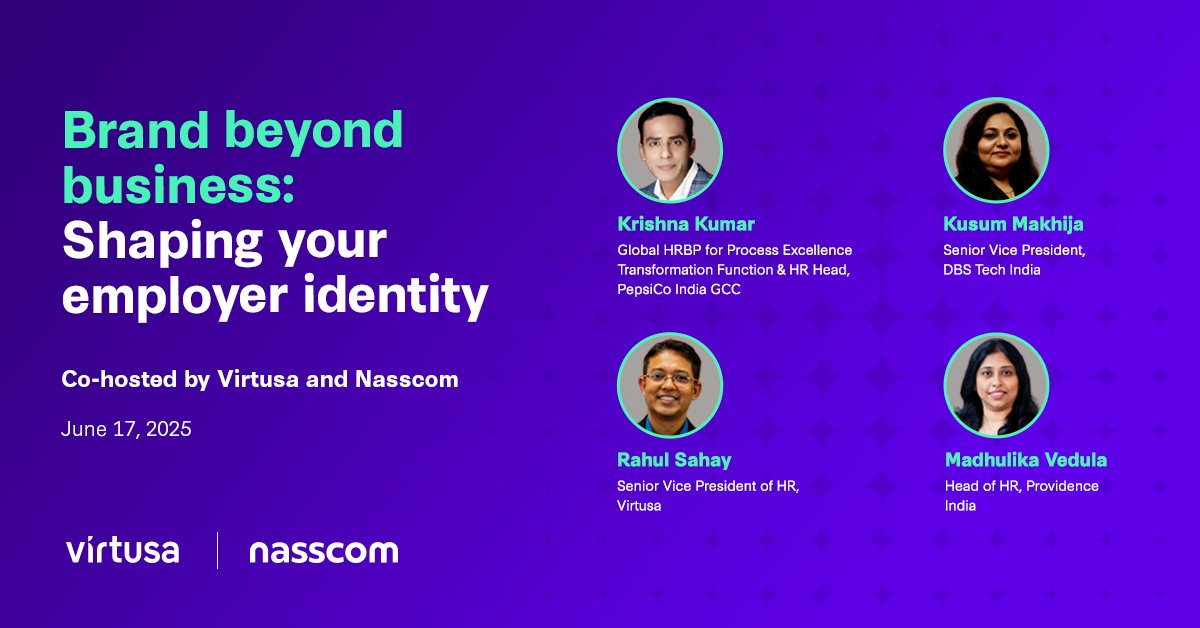 Virtusa and <a href="/nasscom/">nasscom</a> are co-hosting an exclusive session on “Brand beyond business: Shaping your employer identity," with insights from top industry leaders. #EngineeringFirst #LeadershipTalks