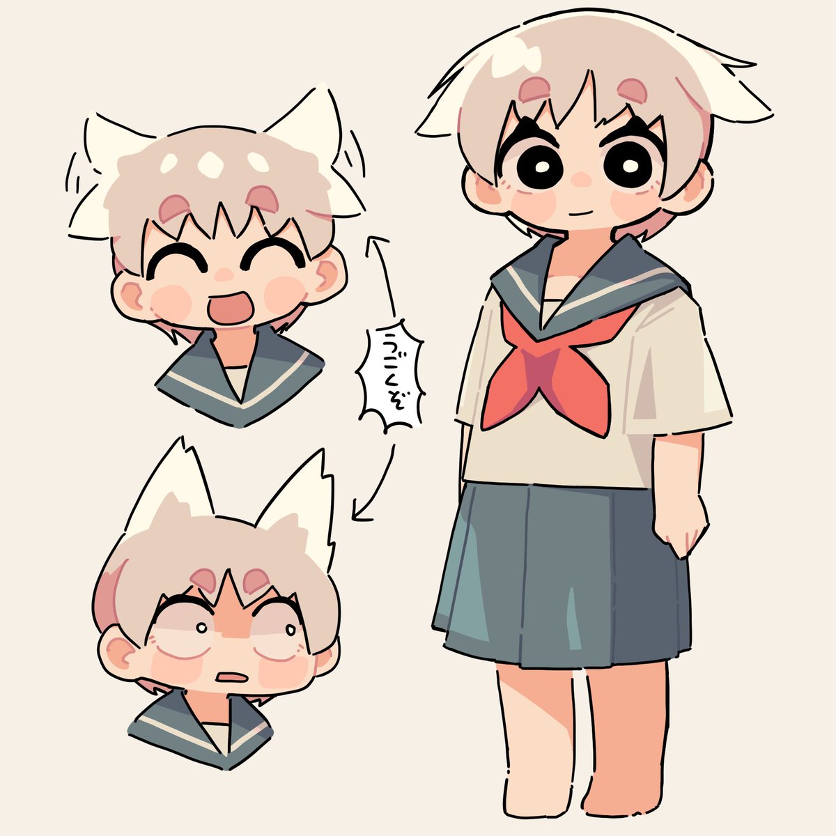 GIF3's tweet image. フェイクケモ耳の絵です