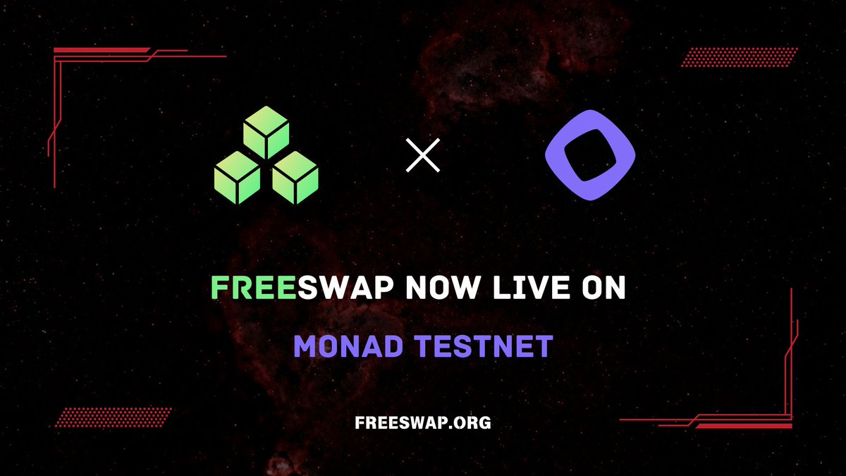FreeSwap_org's tweet image. FreeSwap is now live on the @monad_xyz  testnet — a blazing-fast Layer 1 bringing parallel execution to the EVM.
Try swapping and adding liquidity today: freeswap.org/swap?chainId=1…
#monad #MonadTestnet