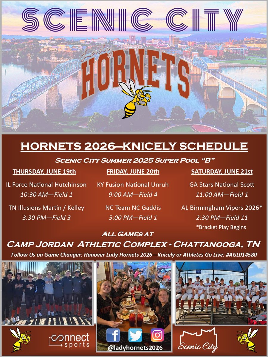 Lady Hornets 2026 (@ladyhornets2026) on Twitter photo We are looking forward to heading back to <a href="/ConnectSports_/">Connect Sports</a> Scenic City Summer this week! Always one of the best and most competitive tournaments. #sethepace We are looking forward to heading back to <a href="/ConnectSports_/">Connect Sports</a> Scenic City Summer this week! Always one of the best and most competitive tournaments. #sethepace