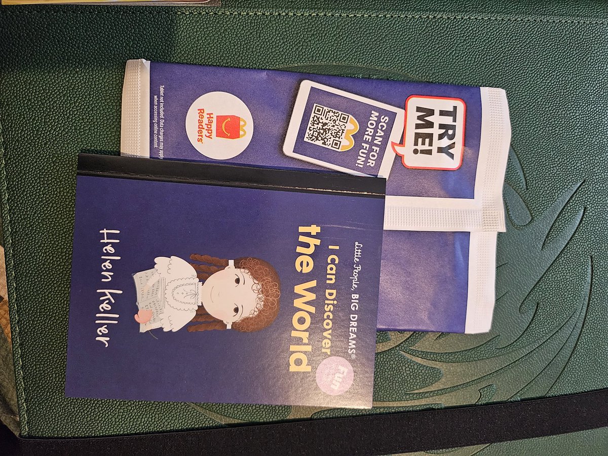 Nathan_Aldri's tweet photo. @McDonalds Weston-super-Mare, thought it was pokemon cards in Happy Meals until the 17th June (especially as that's what the sign stated and it included a @Pokemon happy meal box), not books? Or are we calling Helen Keller a pokemon now? #McDonalds #happymeal https://t.co/8xY46GA8cR