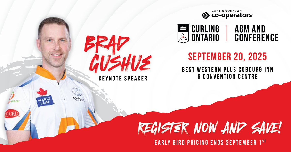 Join us September 20, 2025 for Curling Ontario’s AGM and Conference, presented by Cantin/Johnson Co-Operators, at the Best Western Cobourg. 

We’re excited to announce that Brad Gushue, will be speaking live! 

👉 Learn more and register here:  bit.ly/4kIFp0p