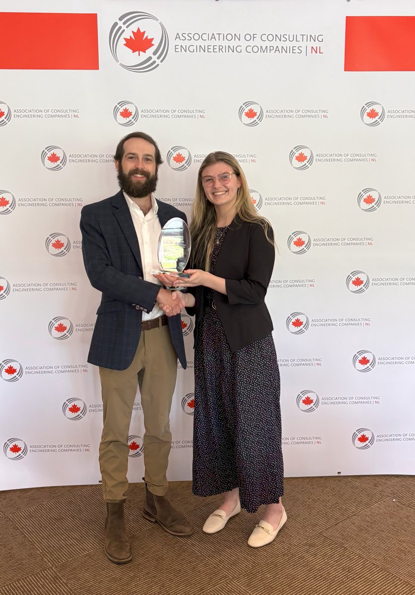 ACECNL1's tweet photo. Congratulations to Kayla Vineham with CIMA+ on receiving the 2025 ACEC-NL Future Leader award!

Michael Tiller - ACEC-NL Future Leader Representative (L), Kayla Vineham - CIMA+ (R) https://t.co/pFV5hDEmin
