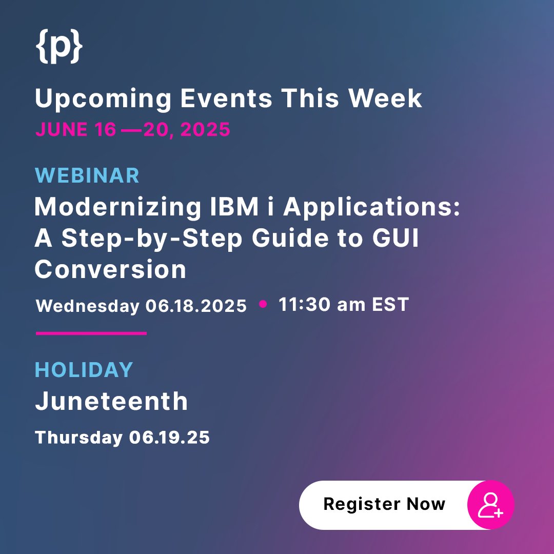 programmersio's tweet image. Check out what is going on at Programmers.io this week.
Get more information on these events at programmers.io/events/
#EventsThisWeek #ProgrammersIO #ITEvents #IBMiThisWeek #UpcomingITEvents #OnlineEvents #VirtualEvents #LearnWithUs #WeekinIT #ITNow