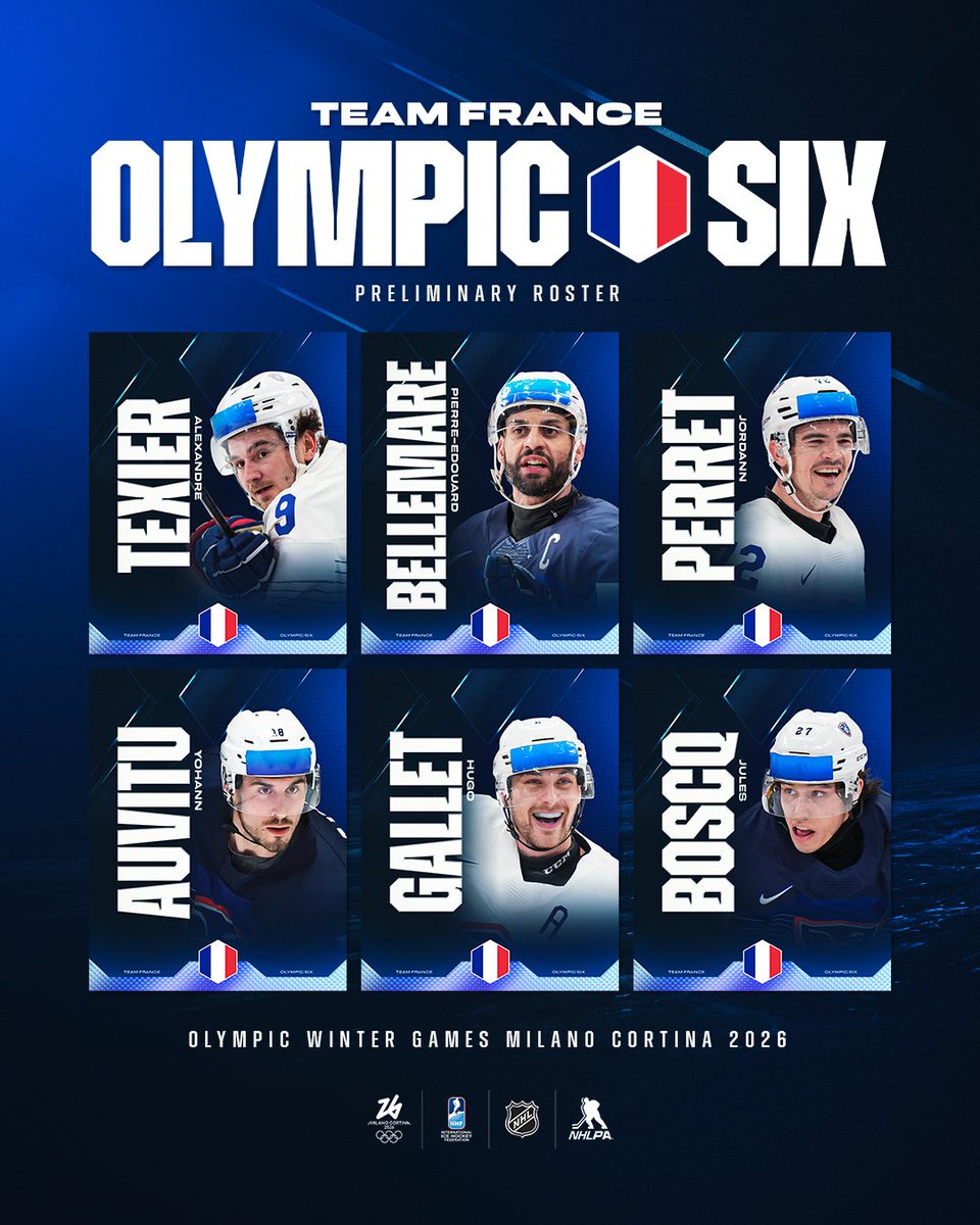 Jeux Olympiques (@jeuxolympiques) on Twitter photo En route pour <a href="/milanocortina26/">Milano Cortina 2026</a> 🏒🔜
<a href="/HockeyCanada/">Hockey Canada</a> 🇨🇦, <a href="/SwissIceHockey/">Swiss Ice Hockey</a> 🇨🇭 et <a href="/Hockey_FRA/">Équipes de France Hockey 🏒</a> 🇫🇷 ont respectivement dévoilés leurs 6 joueurs pré-sélectionnés pour les Jeux Olympiques d'hiver de Milano Cortina 2026 ❄️🤩 En route pour <a href="/milanocortina26/">Milano Cortina 2026</a> 🏒🔜
<a href="/HockeyCanada/">Hockey Canada</a> 🇨🇦, <a href="/SwissIceHockey/">Swiss Ice Hockey</a> 🇨🇭 et <a href="/Hockey_FRA/">Équipes de France Hockey 🏒</a> 🇫🇷 ont respectivement dévoilés leurs 6 joueurs pré-sélectionnés pour les Jeux Olympiques d'hiver de Milano Cortina 2026 ❄️🤩