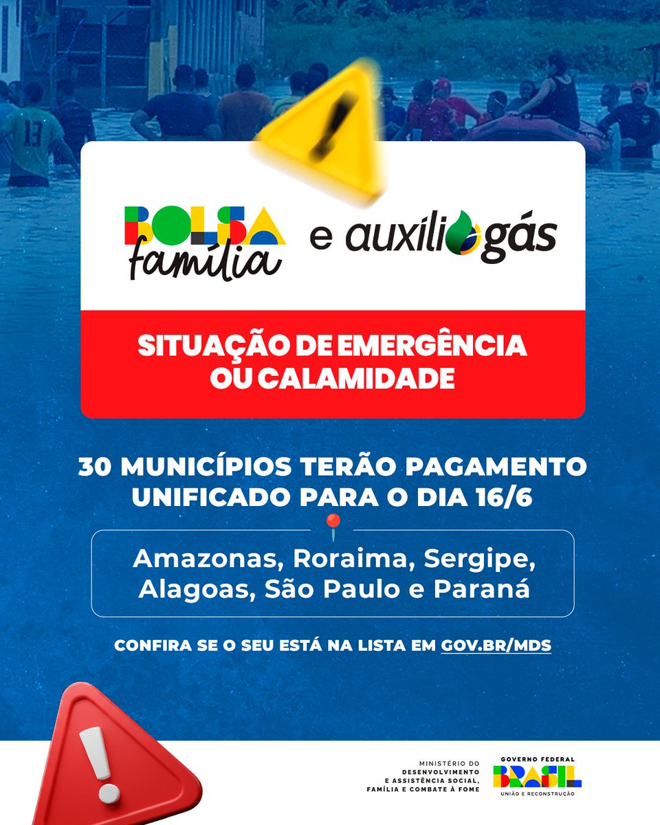 Beneficiários do #BolsaFamília e #AuxílioGás já podem sacar os benefícios, que foram unificados para 16/6.

Serão 175 mil famílias beneficiadas pela unificação do Bolsa Família e 39 mil pelo Auxílio Gás.

Confira se o seu município está na lista acessando encurtador.com.br/KYWSq