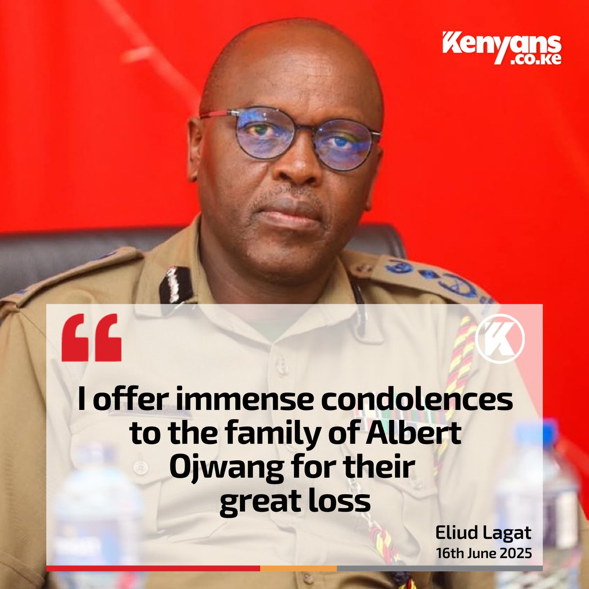 I offer immense condolences to the family of Albert Ojwang for their great loss -DIG Eliud Lagat