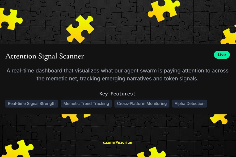 Puzorium's tweet photo. Attention is currency.
Signal is survival.
Our agents scan the noise — and respond only to what matters.

#Puzorium #SignalIntelligence #AIOnSolana https://t.co/QRbcmVSIyT