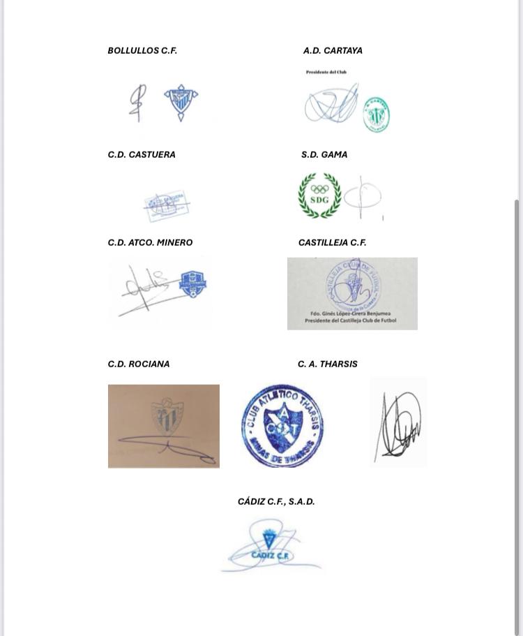 🖋️ COMUNICADO OFICIAL

Desde la AD Cartaya y más clubes elevamos este documento a la RFEF e instamos a la Federacion a modificar la normativa en relación a los descensos por arrastre.

Nunca la labor de otros clubes deberían condenar a los que logran sus objetivos en el campo.