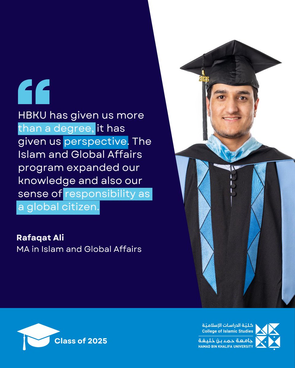 College of Islamic Studies (CIS) at HBKU (@hbku_cis) on Twitter photo Rafaqat Ali
MA in Islam and Global Affairs
#Classof2025 #HBKU_CIS
<a href="/HBKU/">جامعة حمد بن خليفة</a>
<a href="/qf_alumni/">QF Alumni Program</a>
<a href="/Students_Qatar/">Campus & Student Life in Qatar</a> Rafaqat Ali
MA in Islam and Global Affairs
#Classof2025 #HBKU_CIS
<a href="/HBKU/">جامعة حمد بن خليفة</a>
<a href="/qf_alumni/">QF Alumni Program</a>
<a href="/Students_Qatar/">Campus & Student Life in Qatar</a>
