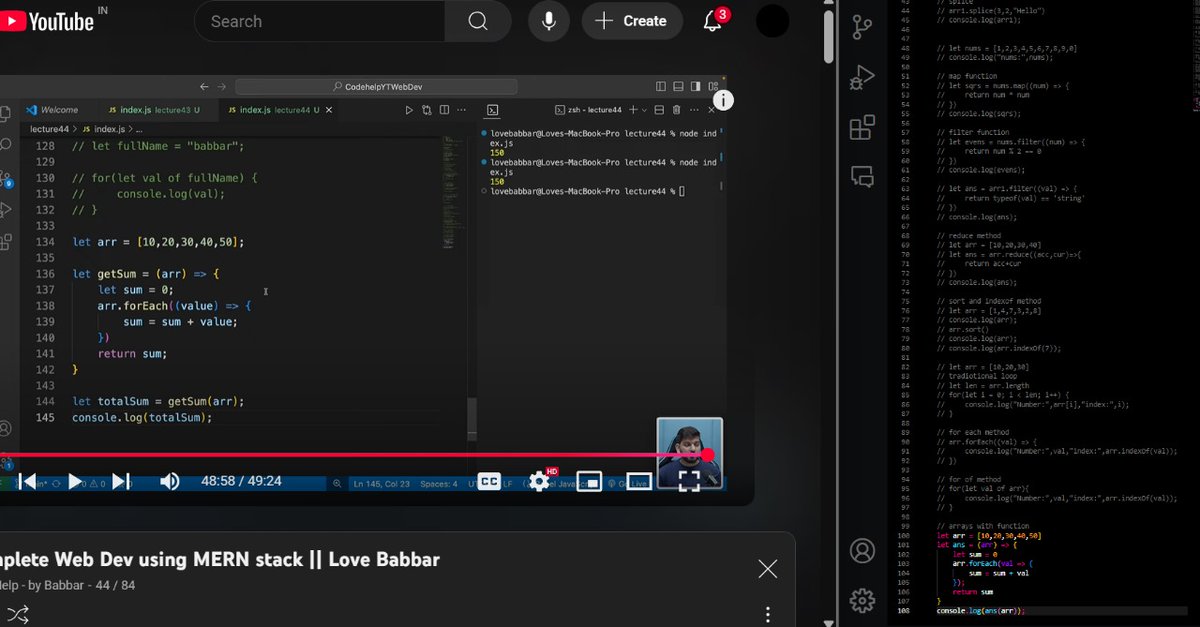 Het836's tweet photo. Day 24 of #100DaysOfCode 

Learning: Arrays and Reference types in JS(#44)

(Note: I follow this playlist: https://t.co/3x2Qk6F32W )
#WebDevelopment 
#makeEveryDayBetter
#100daysofcoding
#100DaysOfCode
#CodeNewbie
#CodingChallenge
#LearnToCode
#DeveloperJourney
#Programming https://t.co/8iChoMZr3S