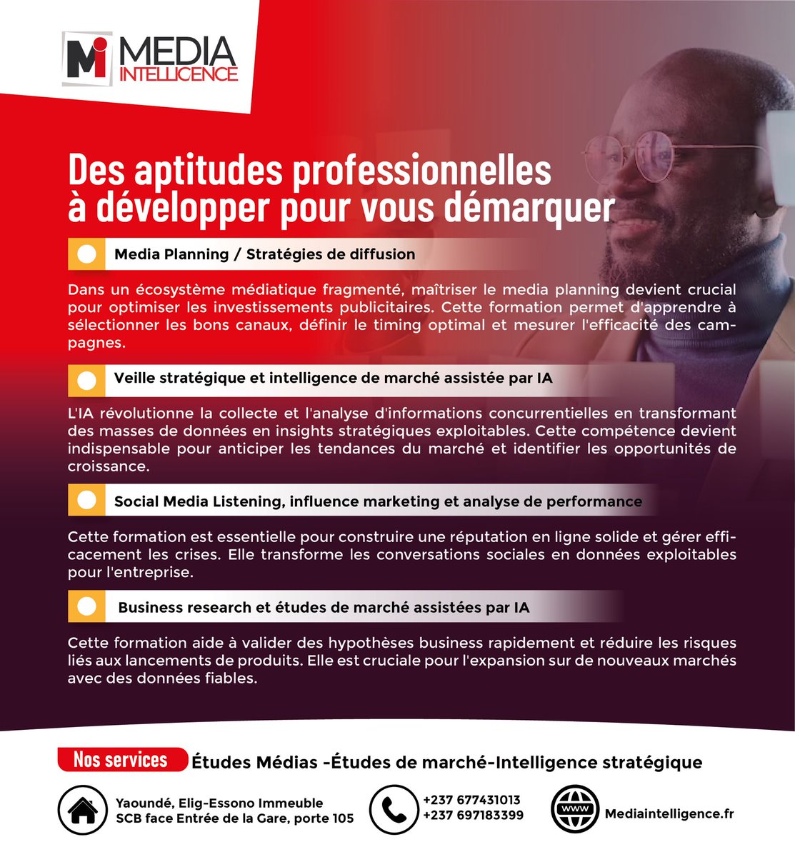 mediaintelli's tweet photo. Vous voulez maîtriser les outils de demain pour optimiser vos campagnes et décupler votre impact ? Notre formation complète vous est ouverte ! 

Prochaine session : Du 8 au 12 septembre 2025 (5jours)

Inscriptions: https://t.co/5VUNrB5319 https://t.co/RG2SEu4ll2