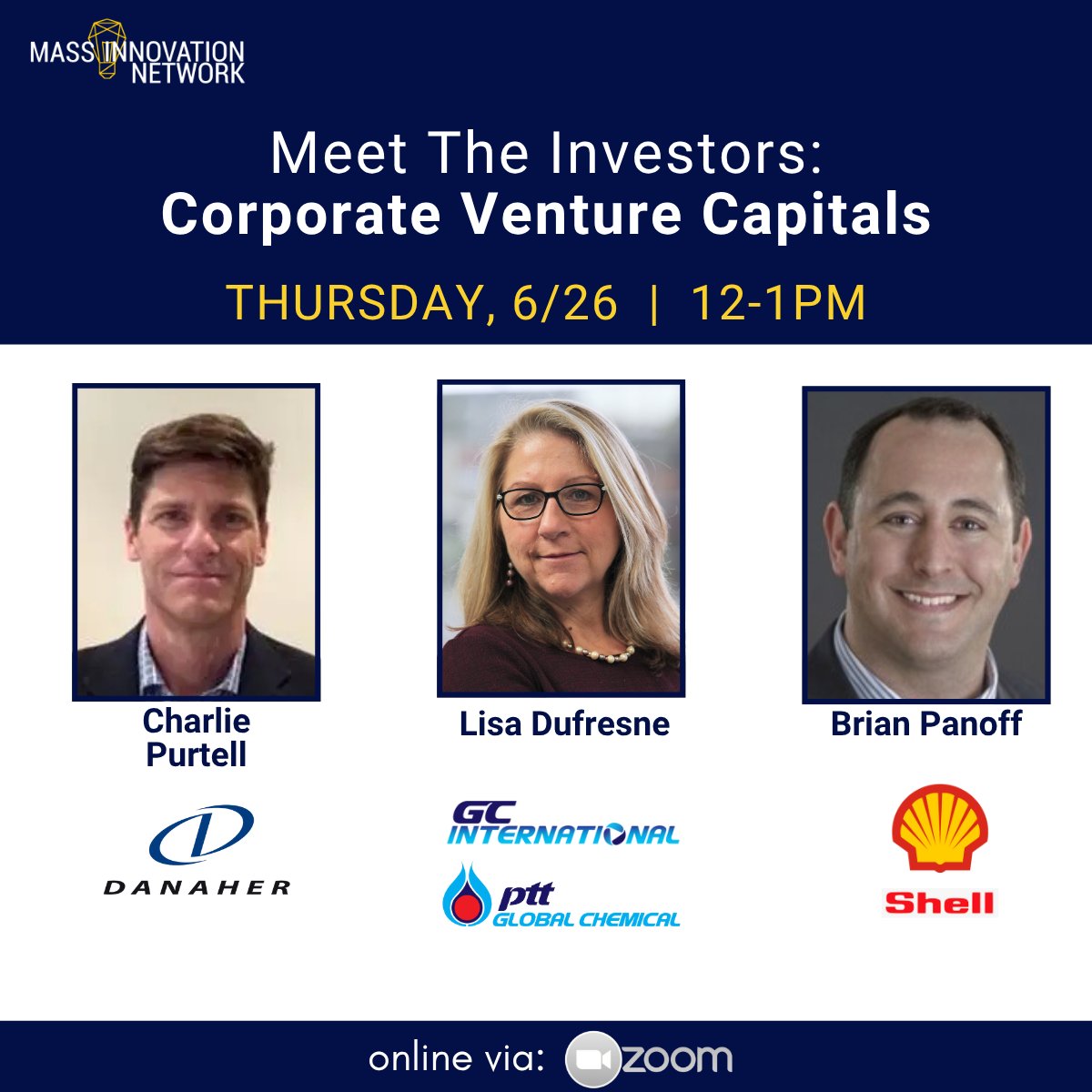 Join us June 26, 12–1 PM EDT for a virtual panel with leading corporate venture capitalists. Learn how CVCs invest, what they look for in startups, and how to engage with them. Don’t miss it!

Register: massinnov.org/event-details/…