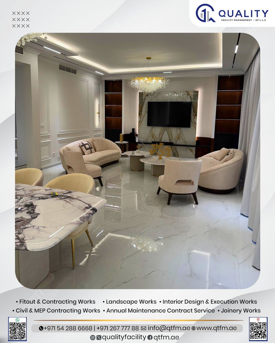 quality_facilit's tweet image. Proudly Showcasing Our Latest Complet Renovating Project! 
Ready to upgrade your space? Contact us! 📞
 For More details: 
☎️ +971 26777788  +971 542886668
🌐 qtfm.ae
 ✉️ info@qtfm.ae

#QTFM #QualityFacilityManagement #DesigningSpaces #InteriorDesign