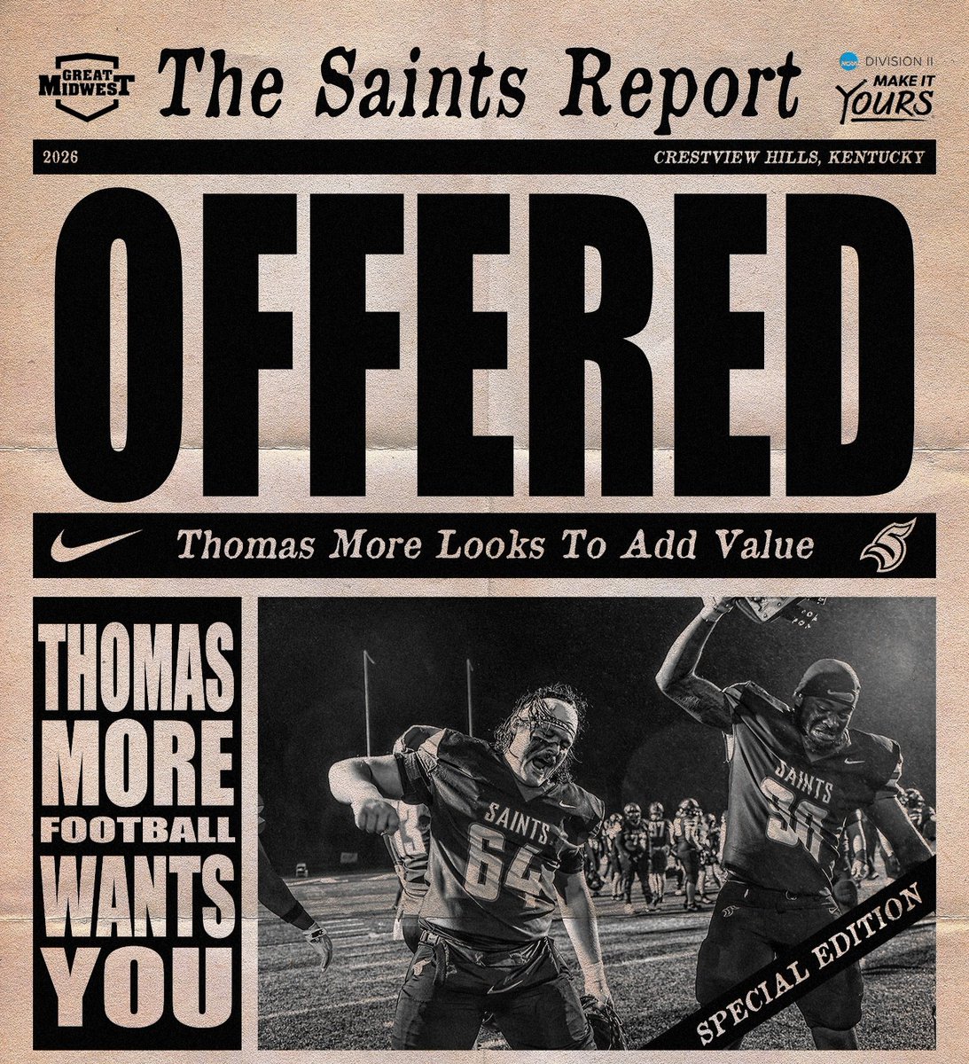 Blessed to receive an offer from <a href="/CoachBZink/">Brad Zink</a> and <a href="/TMU_Football/">Thomas More Football</a>
<a href="/CovCathFootball/">Cov Cath Football</a>