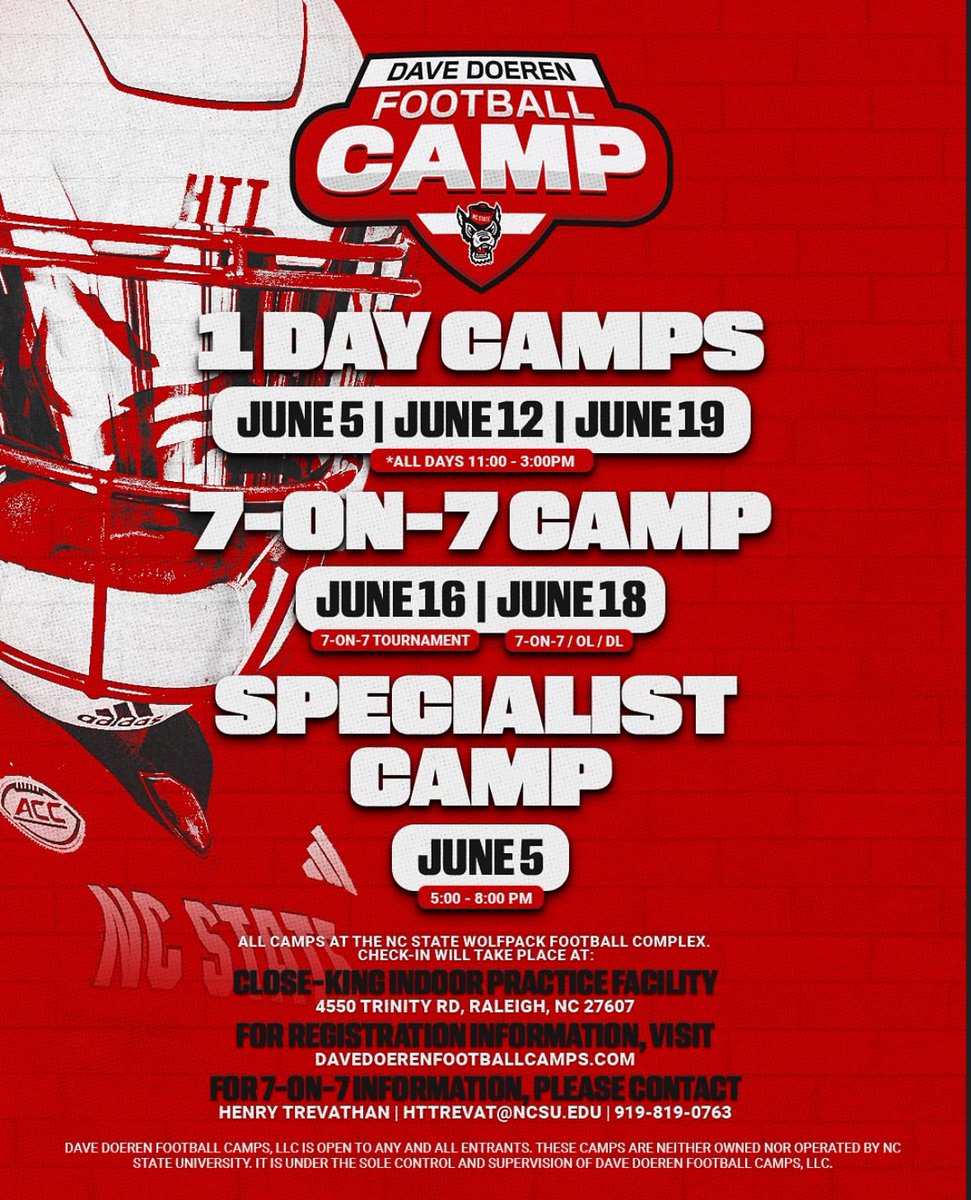 kai_sain6's tweet image. I will be attending NC state camp the 19th
@BMitchellNCS @PackFootball @SpanishRiverFB