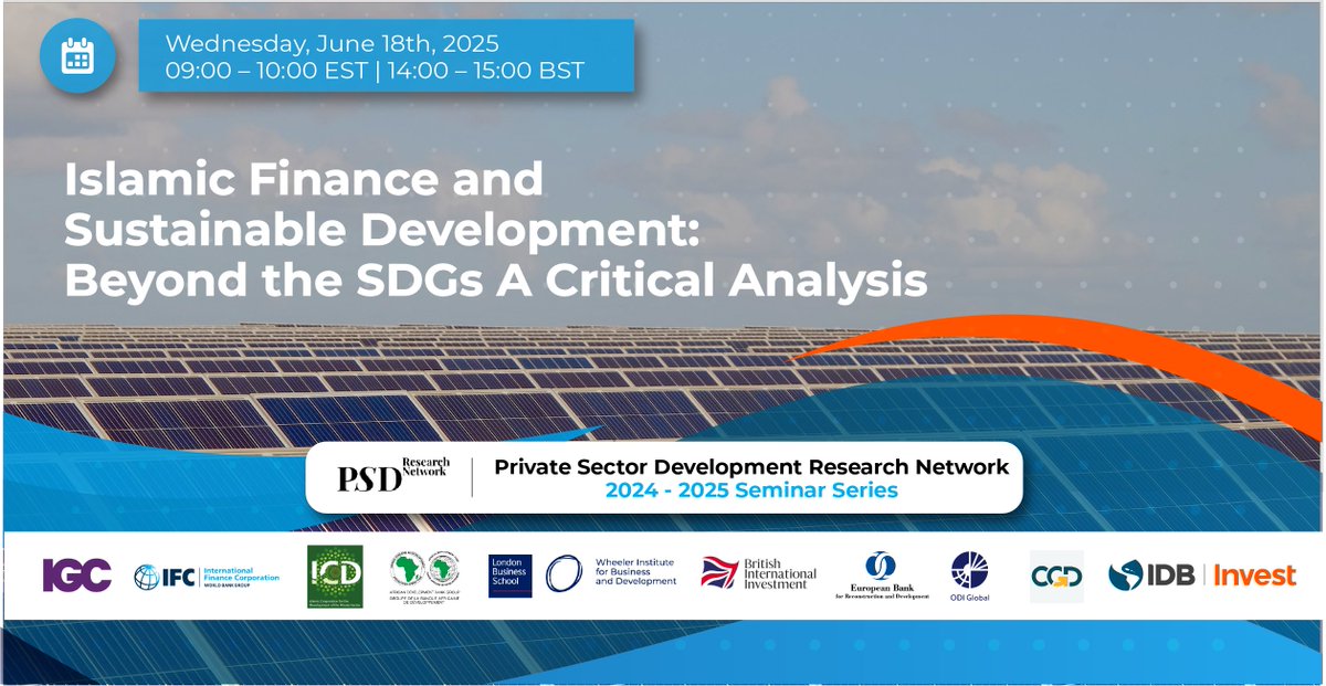 📅 June 18; 9am EDT/4pm Riyadh: ICD-hosted #PSDRN seminar explores "Islamic Finance and Sustainable Development: Beyond the SDGs". Join to learn how Islamic financial principles align with &amp; enhance sustainability efforts.
🔗 Register: lnkd.in/eKUMeJ6G