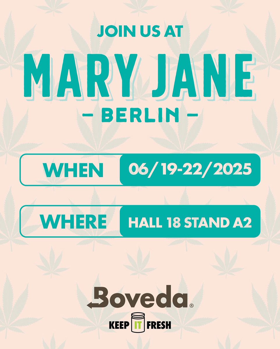 BovedaCannabis's tweet photo. Guten tag, Germany! Grab a freebie and special offers only at the Boveda booth (hall 18, stand A2). See you at Mary Jane Berlin!
#BovedaFresh #tradeshow #MJBerlin https://t.co/oT9QHuzRpw