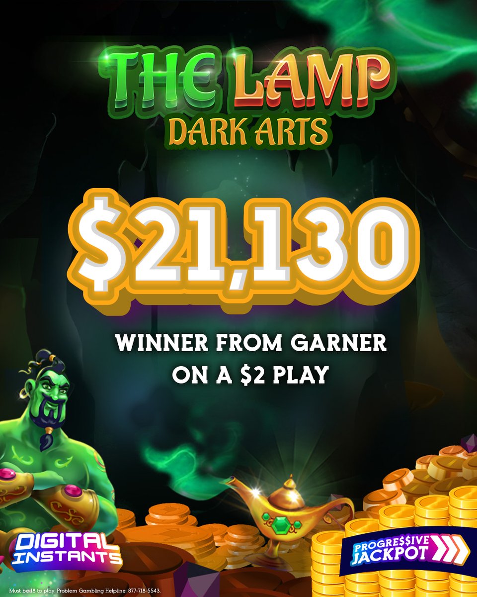 Digital Instants players enjoyed big wins over the weekend! A Raleigh player won $16,919 on Bison Bonanza, a Lexington player won $10,076 on MONOPOLY, a Connelly Springs player won $16,787 on Multiplier Mania and a Garner player won $21,130 on The Lamp: Dark Arts.