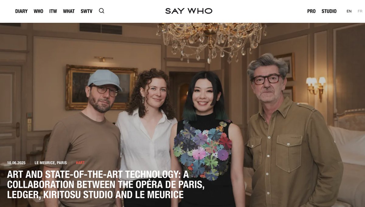Kiritosu Studio (@kiritosustudio) on Twitter photo Highlights from last week's launching event of <a href="/KiritosuStudio/">Kiritosu Studio</a> at <a href="/LeMeurice/">Le Meurice</a> on <a href="/saywho_fr/">Say Who</a>
With many amazing guests from the art and culture world
Here (from left to right): <a href="/jmpailhon/">Jean-Michel Pailhon 🧢</a>, <a href="/herminebourdin/">Hermine Bourdin</a>, <a href="/niceaunties/">niceaunties</a> and <a href="/MartinDelpierre/">HMD</a>
More photos about the event very soon Highlights from last week's launching event of <a href="/KiritosuStudio/">Kiritosu Studio</a> at <a href="/LeMeurice/">Le Meurice</a> on <a href="/saywho_fr/">Say Who</a>
With many amazing guests from the art and culture world
Here (from left to right): <a href="/jmpailhon/">Jean-Michel Pailhon 🧢</a>, <a href="/herminebourdin/">Hermine Bourdin</a>, <a href="/niceaunties/">niceaunties</a> and <a href="/MartinDelpierre/">HMD</a>
More photos about the event very soon