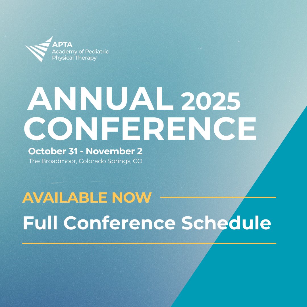 Our In-Person Annual Conference Schedule is now available. View the conference presentations, speakers, learning objectives, dates, and times. Register today to secure your spot at our flagship conference: aptapediatricsac2025.eventscribe.net

#choosept #pediatrics #pediatricphysicaltherapy