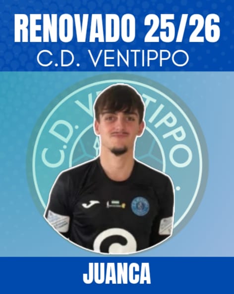🚨 OFICIAL 🚨 
Juan Carlos Montero " JUANCA " continuará la próxima temporada en el CD VENTIPPO. El joven guardameta nos seguirá aportando concentración, agilidad y reflejos bajo palos.
#JuancaSeQueda