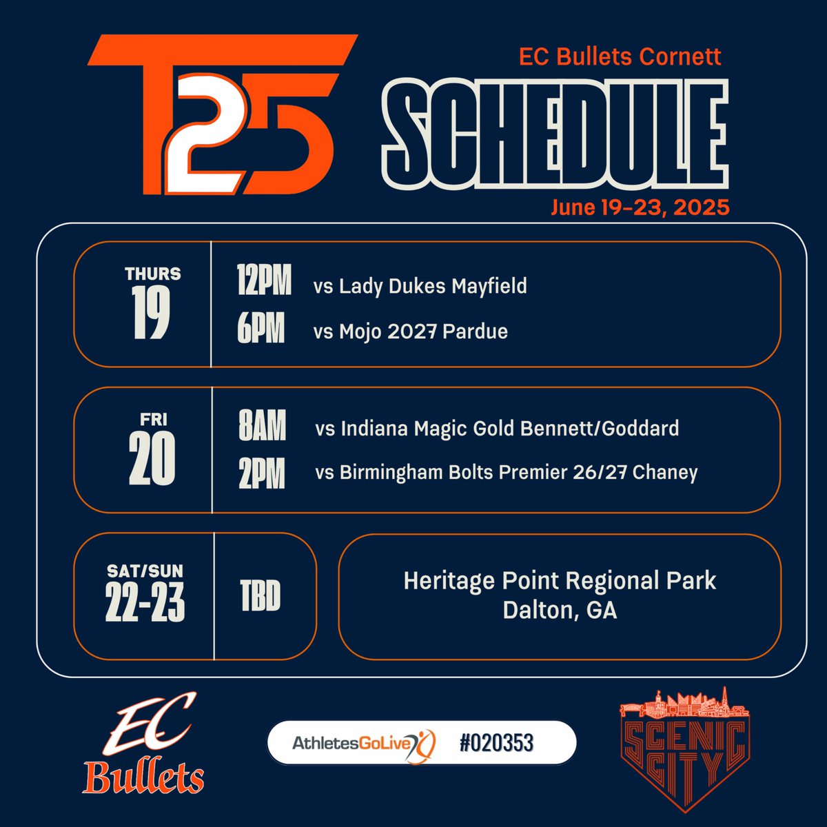 Up next…Scenic City Top 25!! 💙🧡