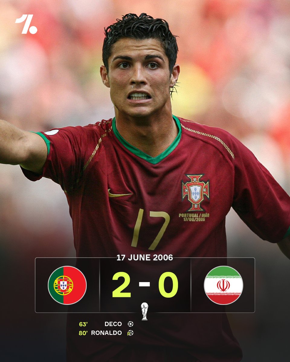 OneFootball's tweet image. It's been 19 years since Cristiano Ronaldo scored his first ever World Cup goal 🥹🐐