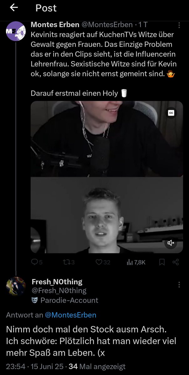 GM, Frens

<a href="/MontesErben/">Montes Erben</a> scheint nichtmal einen Keller zu besitzen. )x

<a href="/Kuchngeschmack/">KuchenTV</a> entblock mich doch endlich. D:
Siehst du nicht, wie ich sogar Blocks von der intellektuellen Elite für dich riskiere? )x

Ich schwör: Ich hab gar nichts wronges gemaket! Senpai, please! (x